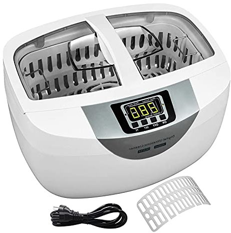 Limpiador Ultrasónico, 2.5L Limpiador Ultrasónico De Joyas 40kHz Máquina Limpiadora Ultrasónica De Joyas Plástico ABS Y Acero Inoxidable 304 Limpiador Sónico Con Calentador Y Temporizador