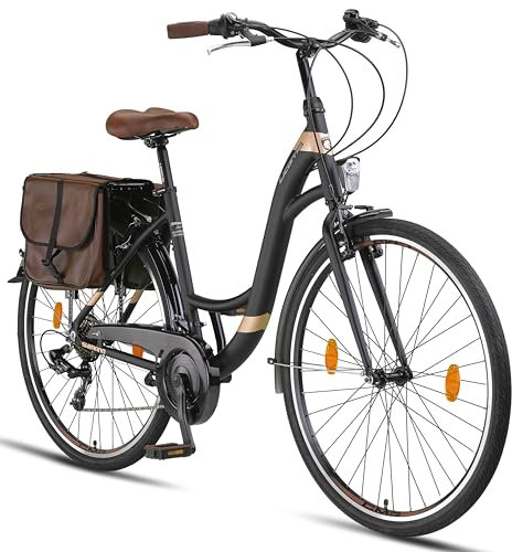 Licorne Bike Stella Plus Premium City Bike Aluminium Fahrrad für Mädchen, Jungen, Herren und Damen - 21 Gang-Schaltung - Hollandfahrrad (28 Zoll, Schwarz)