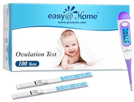asy@Home Ovulation Test Strips and Basal Body Thermometer Kit, 100LH + EBT100