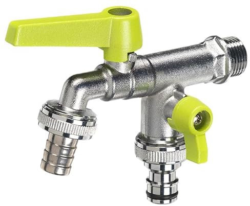 Rubinetto a Sfera Doppio per Fontana da Giardino con Leve Colorate Belfer RUB/027 Verde Acido