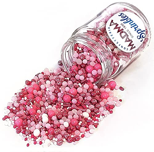 MADMA Sprinkles - Pink Shades (90g), Mix Rosa - Rosa Argento - Bianco Decorazioni per Torte, Gelati, Biscotti, Cupcakes, Muffins, Cakepops