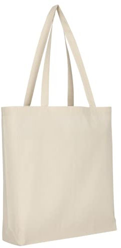 TEXXILLA 10er Pack Baumwolltasche - Oeko-TEX 100 Zertifiziert | mit Zwei Langen Henkeln, Boden- und Seitenfalte | 38x42cm | Jutebeutel | Einkaufstasche | unbedruckt, Farbe:Natur, Größe:10 Stück