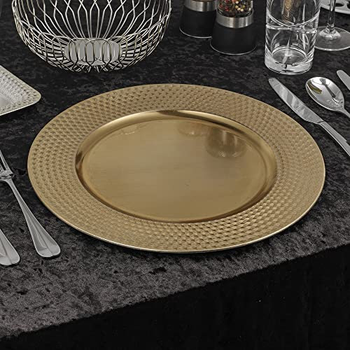 URBNLIVING 33cm Christmas Dinner Charger Plates Placemats Dining Table Setting Reusable Party Decor (Gloss Geo Gold, 6 Charger Plates)