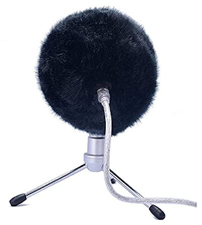 NATEFEMIN Durable Microphone Furry Windscreen Muff Cover for Blue Snowball Black Accessory