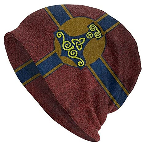 Wikinger Bedruckte Thors Hammer Beanie Mütze - Männer Frauen Verstellbare Doppelschicht Skullies Dünne Haubenkappen - Nordischer Pirat Mittelalterliche Hip Hop Mode Lässige Kopftücher