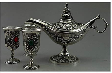 Silver 3 Piece Set Collectible Decorated Old Handwork Tibet Silver Carving Flower Tea Pot Cup Set