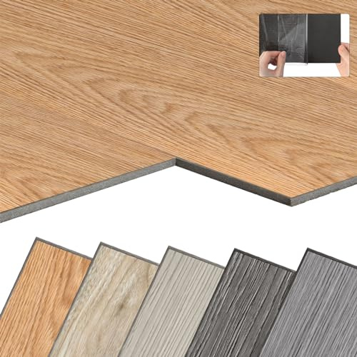 YARDIN PVC Bodenbelag Vinylboden Selbstklebend mit Holz-Optik, 54 Stück 7,53m² Vinyl Klebefliesen Bodenfliesen Selbstklebend, PVC Boden Rutschfest Wasserfest Schwer Entflammbar, Eiche Klassische