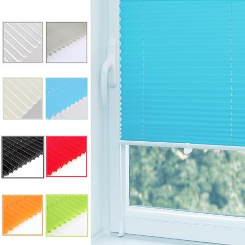 Plissee Klemmfix Klemmfix-Plissee 25 x 50 cm ohne Bohren Verdunklung Thermo Faltrollos für Fenster, Rollo für Fenster Inkl. Aller Montage-Teile, für Fenster, Blau