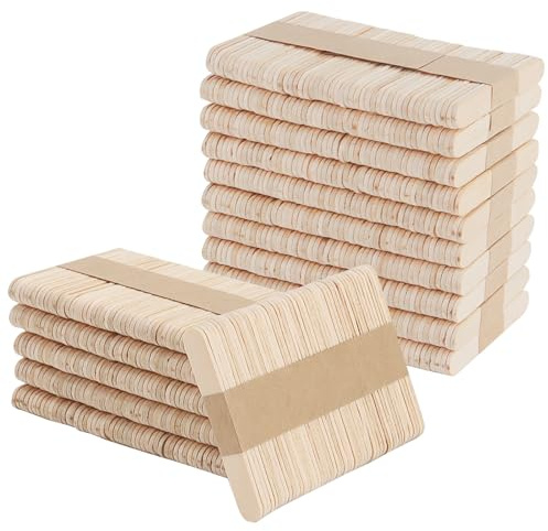 TAICHEUT 1600 Stück 65 x 10 x 2 mm Mini-Holz-Lutscher Eis am Stiel, 6,3 cm natürliche Holz-Eisstiele, flache Holz-Lutscher-Bastelstäbchen für DIY