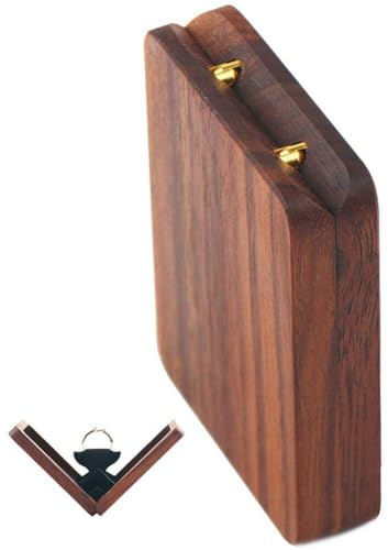 Boîte À Anneau en Bois Plat Rotation Ring Board Rustique Boîte De Rangement De Bijoux Rustique Boîte Cadeau À Bague Élégante pour Proposition De Fiançailles De Mariage