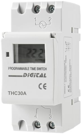 Baomain Temporizador Semanal Programable Digital LCD Power 30A Amp 32 ON / 32 Off Interruptor de Tiempo de repetición THC30A 220VAC (THC30A 220V)