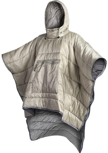 Generic Winter Poncho Coat Outdoor Camping Warmth Small Quilt Wearable Hooded Blanket Water-resisitant Sleeping Bag Cloak Cape with Hat