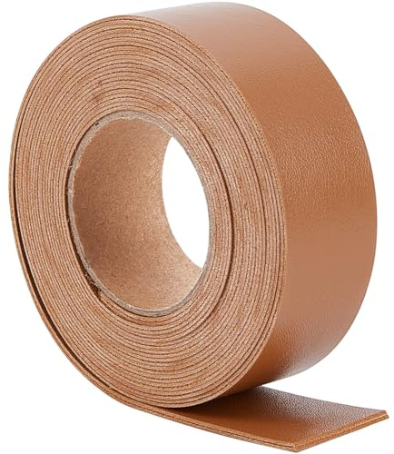 GORGECRAFT 2m*25mm*1.7mm Strisce di Pelle Fronte-Retro con Motivo Litchi al Cioccolato Cordoncino in Pelle Piatta Tracolla in Finta Pelle per Artigianato Fai da Te Cintura per Chitarra Creazione