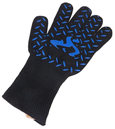 TOPBATHY Heat Resistant Oven Mitt Gloves Non-slip Microwave Baking Glove Fire Prevention Blue Single Hand Kitchen Cooking