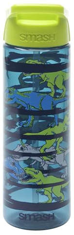 Smash Water Bottle with Straw 700ml - Dinosaur, Dark Blue | Carry Handle