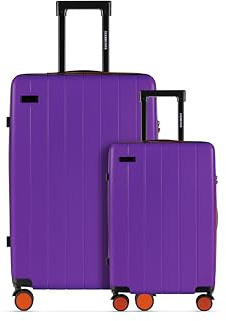 ETERNITIVE - Hartschalenkoffer Set - Klein und Groß I Rollkoffer aus ABS I Größe: 55 & 75,5 cm I Reisekoffer mit Rollen 360° und TSA-Schloss I Koffer Handgepäck 37L & 99L I Lila