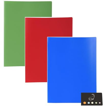 Lot 3 Protège-documents 40 Vues Pochettes Grainées Antireflet Format A4 + 1 Index Adhésif Blumie (3 * 40 Vues)