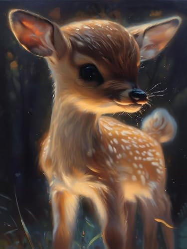 Malen Nach Zahlen Erwachsene Hirsch 50x60cm DIY Handgemalt Ölgemälde Kit für Anfänger und Erwachsene, inklusive Knitterfreie Leinwand, Pinsel und Acrylfarben-Haus Dekoration (Rahmenlos) H-430