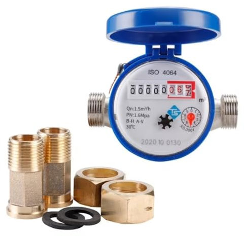 Suoumwa Contador de Agua Inteligente Puntero Giratorio Mecánico Contador de Flujo de Agua Pantalla Digital Herramientas de Medición de Agua