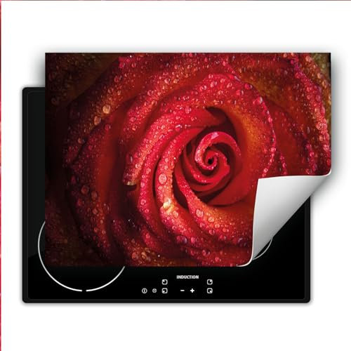 TMK ArtDeko Copri Piano Induzione 80x52 cm Coprifornelli Copertura Tappetino Piano Cottura Coperture Piani Tappetini Per Piastra Induzione Antigraffio Cucina - Rosa Rosso