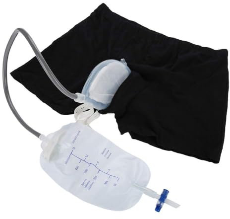 AQUASHIELDING Colector de orina urinario portátil, Bolsa de orina Masculina Reutilizable, catéter Externo para Hombres con 2 Bolsas de catéter de orina,S