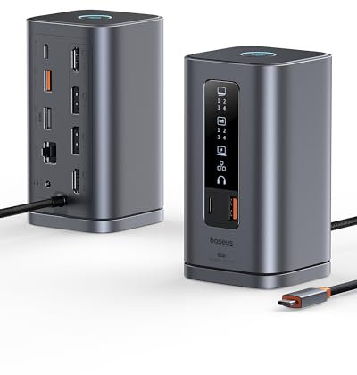 Baseus Docking Station Spacemate Series 11-in-1 Docking Station 3 Monitors with 2 x HDMI 1 x DP 4K @ 60Hz, 3 x USB-A/C 10 Gbps, 1 Gbps Ethernet, 100 W PD, Compatible with Laptop