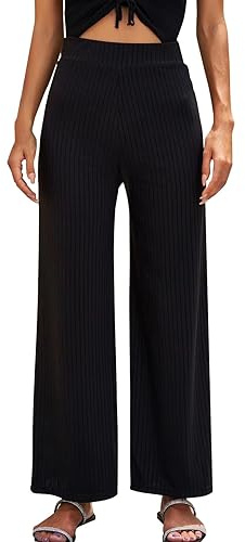 Chandal Conjunto Mujer Invierno OtoñO Mallas Pantalones Casuales Mujer Pantalones Anchos Talle Color sólido Pantalones Casuales Conjuntos De Punto Mujer Talla Grande Pieces (Black, L)