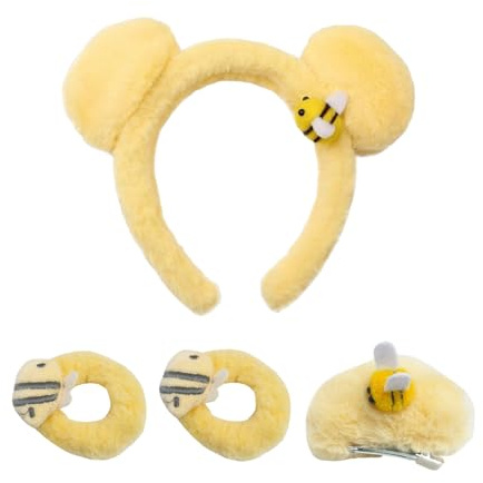 1 Diadema, 1 Horquilla Y 2 Anillos Para El Cabello, Accesorios De Temas De Abejas, Lindos Accesorios Para El Cabello De Felpa, Accesorios De Ropa.