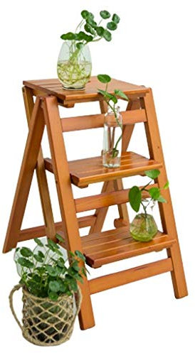 GAOXIONG Kletterhocker für den Innenbereich, robuste Treppenstühle, klappbarer Tritthocker, verbreiterte Trittleiter aus Holz, tragbare Schuhbank, Blumenregal/3 Stufen