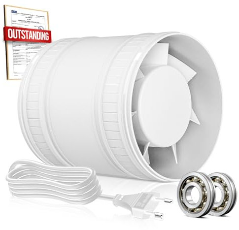 BUMSOU Estrattore Aria 100mm, Ventilatore di Condotto Compatto con Protezione Contro il Surriscaldamento, 8W 130m³/h Ventola Aspirazione Potente Silenzioso, Aspiratore Bagno Cucina Garage Tenda