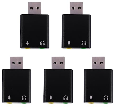 Kznifmk 5X Tarjeta de Sonido USB de Aleación de Aluminio de 7.1 Canales Tarjeta de Sonido Externa para Computadora Tarjeta de Sonido USB7.1 Tarjeta de Sonido Analógica