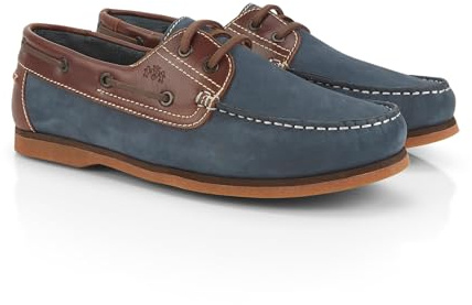Catesby Portland Leather Mens Boat and Deck Shoes Lightweight Casual Summer Shoes, Navy Brown, UK 11
