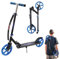 Habib Gruppe Kickroller mit Glänzenden XXL Rädern – Klappbar, 4-Stufig Höhenverstellbar, bis 100kg Belastbar, Tretroller Kickscooter Cityroller für Groß und Klein (Blau)