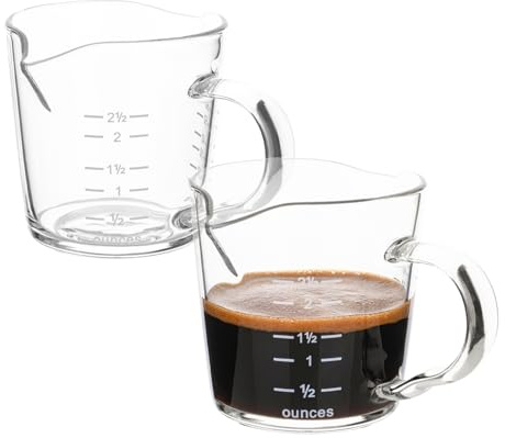 NLnnmuzh 70ml Espresso Glass,Double Spouts Espresso Cups for Coffee(2) | espresso shot extraction,latte art pouring,brewing tea,syrup mixing,condiment apportioning,cocktail liquid proportioning