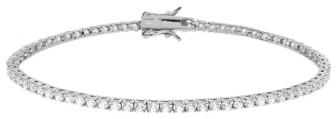 t♀d♂ jewels Bracciale Tennis in Argento 2mm 925 Rodiato con Zirconi Bianchi Taglio Diamante da donna e da uomo (18 Centimetri)