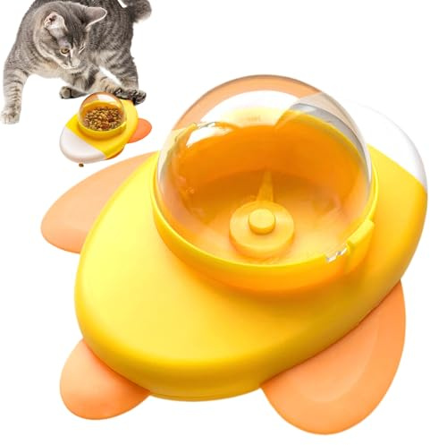 Distributeur de Nourriture Interactif pour Chat - Rotation Anti-Gaspillage | Puzzle Alimentaire Éducatif en Forme d'avion pour Repas Lent, Entraînement Quotidien, Casse-Croûte,
