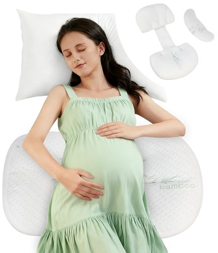 Wsetyy Pregnancy Wedge Pillow for Sleeping Support, Adjustable Maternity Body Cushion with Removable Cover, Back Hips Belly Legs Comfort (White)