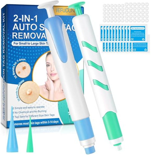 Noqqbo Skin Tag Removal Kit, for Small to Large Skin Tags (1–9mm), Painless Skin Tag Remover for Face and Body, with 60 Removal Bands, 36 Repair Patches & 20 Cleansing Wipes, Easy to Use