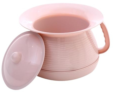 MotiveTech Sputacchiera con coperchio, vasino spesso con manico, vaso da notte compatto per bambini, anziani, emergenza domestica, Rosa