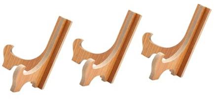 STOBAZA 3 Piezas Soporte para Platos Pequeño de Madera Decorativo Base Antideslizante para Exhibición de Marcos Caballete Estable para Fotos Placas y Decoración de de Unidades