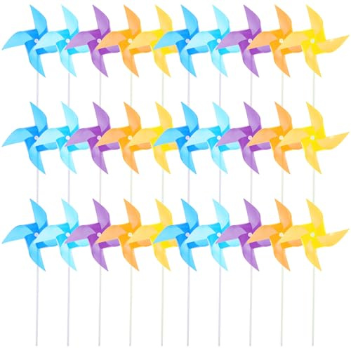 Milisten Lot de 100 Moulins à Vent en Plastique Colorés, Couleurs Assorties, 19 Cm de Diagonale, Jouet D'extérieur pour Enfants, Toupies de Jardin pour Jouer Et Décorer