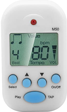Cocoarm Métronome LCD Meideal Digital Beat Tempo, Portable avec Double Prise Casque, pour Guitare, Piano et Batterie 30-280 BPM (WHITE)