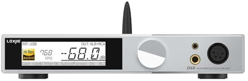 LOXJIE D60 HiFi Kopfhörerverstärker Decoder 6,35 mm/4,4 mm Kopfhörer Jack 300Ω 700mW x 2 Bluetooth 5.1, I² S Getriebe 7 Filter ES9039MSPRO Chip mit Fernbedienung (schwarz) (Silver)