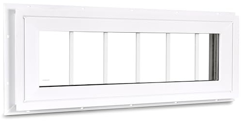COLORPAPA Vinyl Transom Window, 10 x 36 Double Pane Household Fixed Window with Grids and Tempered Glass for House, Above Doors, Garage, Hallways(White)
