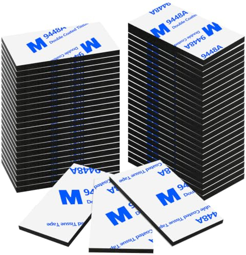 vsshe Double Sided Sticky Tape 48 Pcs, Heavy Duty Strong Mounting Adhesive Foam Pads, Waterproof Adhesive Strips, Heavy Duty Picture Hanging Strips, for Hanging, Walls, Floor, Indoor Outdoor 50 x 30mm