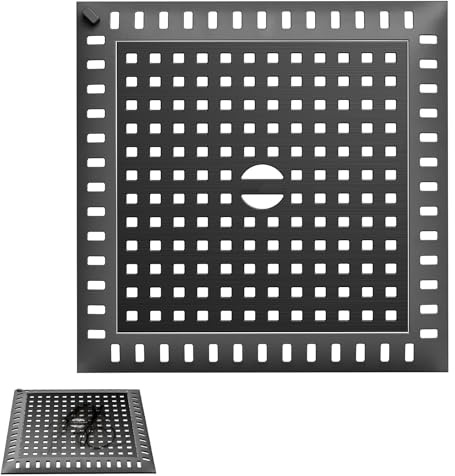 IBXWMNG Colador de Pelo para Ducha Cuadrado de Acero Inoxidable 304 Tapa de Desagüe para Baño Rejilla de Desagüe de Ducha Filtro de Pelo Antiobstrucción para Fregadero 123x123mm, Negro