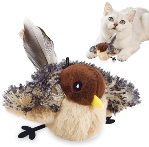 Yizemay Katzenspielzeug Vogel Fliegt Elektrisch, Interaktives Katzenspielzeug Elektrisch mit Katzenminze, Flapping Bird Cat Toy, Intelligenz Aufladbares Katzen Spielzeug