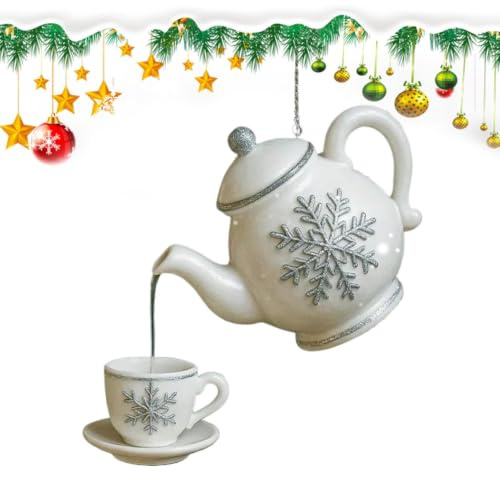 Teiera decorativa per albero di Natale, teiera vintage 2D in acrilico, decorazione rustica per la casa, per feste, per interni ed esterni, , mensola, finestra, ufficio, giardino, cortile