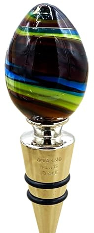 Bouchon Bouteilles Acier et Verre de Murano Multicolor Made in Italy