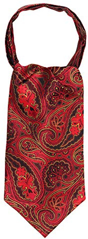 WANYING Uomo Cravatta Ascot Fazzoletto da collo Ascot Cravat Tie Retrò e Chic per Gentleman - Oro Rosso